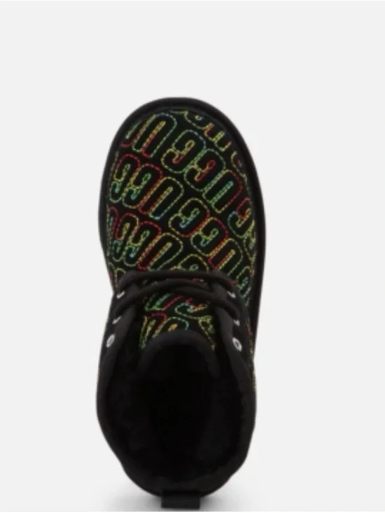 UGG NEUMEL II GRAPHIC STITCH Multi Color BLACK SUEDE BOOTS Chukka Size 13 - Picture 2 of 7
